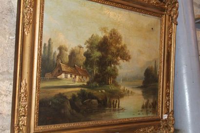 Ecole Fin XIXe - Deux huiles sur toile en...