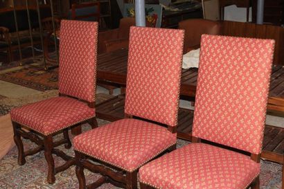 Suite de dix chaises à haut dossier, piètement...