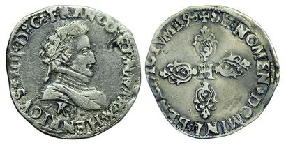 HENRI IV.
1589-1610. Demi Franc 1er type....