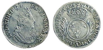 LOUIS XIV.
Douzième d'écu aux Palmes. 1694...