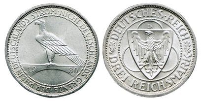REPUBLIQUE DE WEIMAR. 
3 Mark. 1930 D. Km.70....