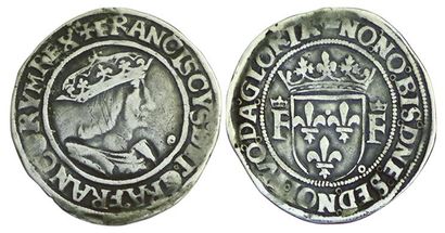 FRANÇOIS 1er.
Teston 13e type. Lyon. 9,38...