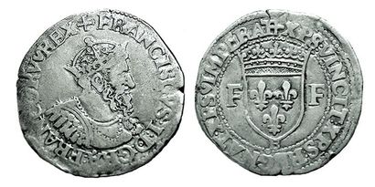 FRANÇOIS 1er.
Teston 28ème type. Rouen. Buste...