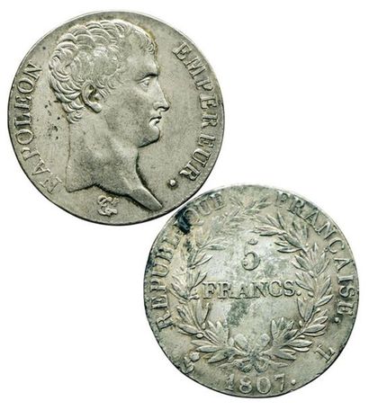 1er EMPIRE.
5 Francs. 1807 L. Bayonne. F.304/18....