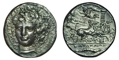 SICILE. CATANE.
405-403 av. J.C. Tétradrachme....