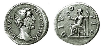 ANTONIN LE PIEUX.
DENIER POSTHUME. 
R/ DIVO...