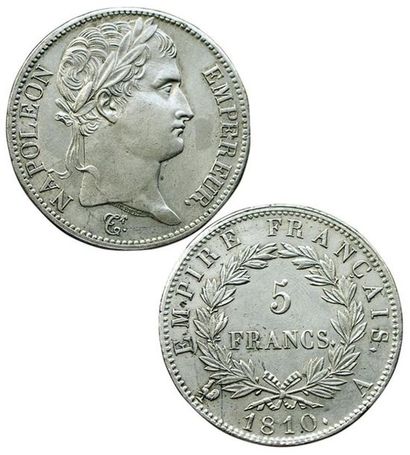 1er EMPIRE.
5 Francs. 1810 A. Paris. F.307/14....
