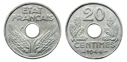 ETAT FRANÇAIS.
20 Centimes. 1944. Fer. Gad.322....