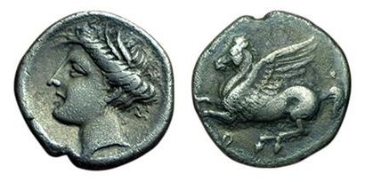 CORINTHE.
350-300 av. J.C. Drachme. Pégase...