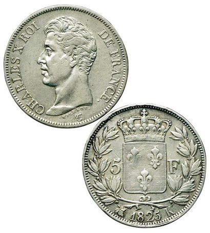 CHARLES X.
5 Francs. 1825 K. Bordeaux. F.310/9....