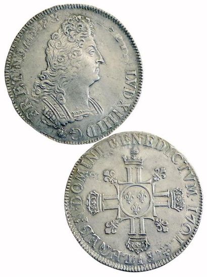 LOUIS XIV.
Ecu aux 8 L 2e type. Rf. Date...