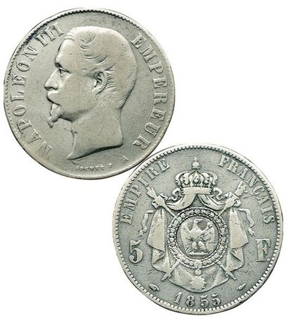 NAPOLEON III.
5 Francs. 1855 A. Paris. Main-Chien....