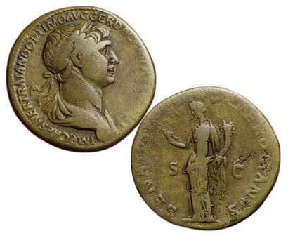 TRAJAN.
97-117. Sesterce. R/ SENATUS POPULUSQUE...