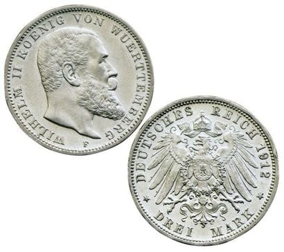 ETATS GERMANIQUES.
Wuertenberg. 3 MarK. 1912...