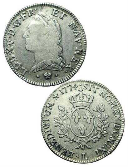 LOUIS XV.
Ecu à la vieille tête. 1774 L....