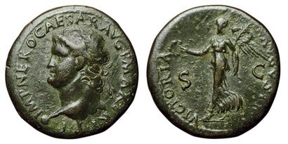 NERON. DUPONDIUS.
R/ VICTORIA AUGUSTI. Victoire...