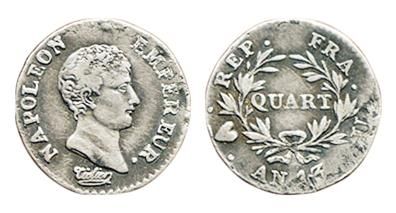 1er EMPIRE.
Quart de Franc. An 13 U. Turin....