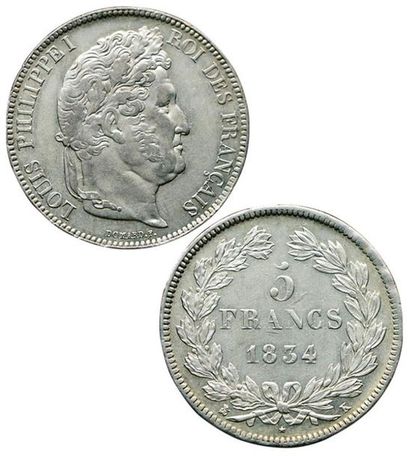 LOUIS-PHILIPPE 1er.
5 Francs. 1834 K. Bordeaux....