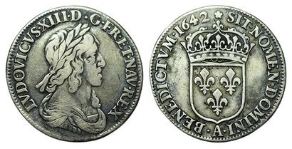 LOUIS XIII.
Quart d'écu 1642 A. Rose. 2ème...