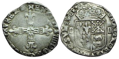 HENRI IV.
Quart d'écu de Béarn. 1608. Morlaas....