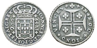 PORTUGAL.
200 Reis. 1749. Km.179. TTB+