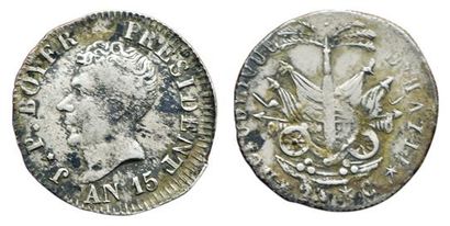HAITI.
J.P Boyer. 25 Centimes. An 15. 1818....