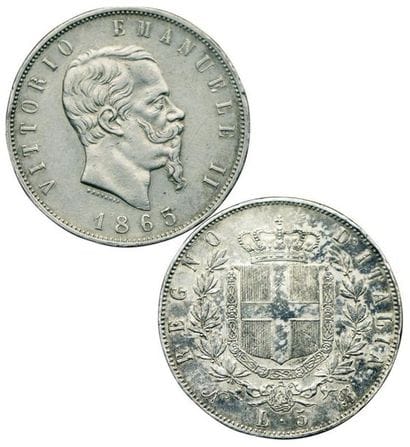 ITALIE.
Victor Emmanuel II. 5 Lire. 1865...