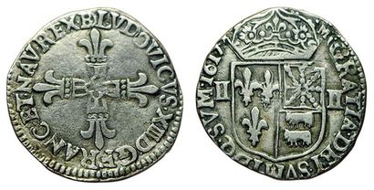 LOUIS XIII.
Quart d'écu de Béarn. 1617 Morlaas....
