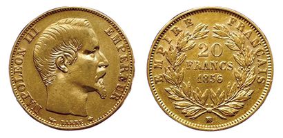NAPOLEON III.
20 Francs 1856 BB. Strasbourg....