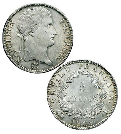 1er EMPIRE.
5 Francs. 1809 B. Rouen. F.307/2....