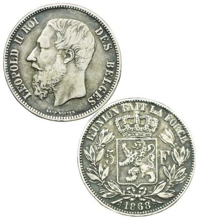 BELGIQUE.
Léopold II. 5 Francs. 1868. Position...