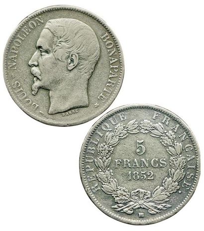 LOUIS NAPOLEON.
5 Francs. 1852 BB. Strasbourg....