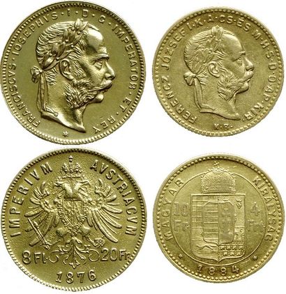 HONGRIE.
2 monnaies : 8 Ft 1876 et 10Ft 1884....