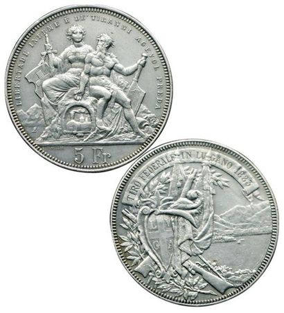 SUISSE.
Lugano. Médaille de Tir. 5 Francs....