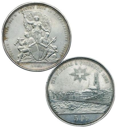 SUISSE.
Fribourg. Médaille de Tir. 5 Francs....