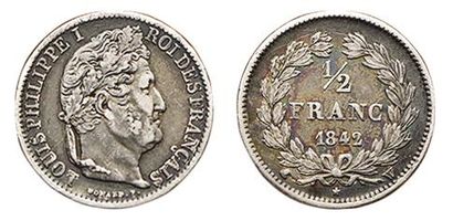 LOUIS-PHILIPPE 1er.
Demi Franc. 1842 W. Lille....