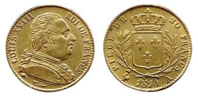 LOUIS XVIII.
20 Francs 1814 A. Paris. F.517/2....