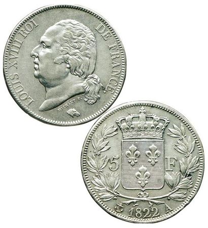LOUIS XVIII.
5 Francs. 1822 A. Paris. F.309/67....