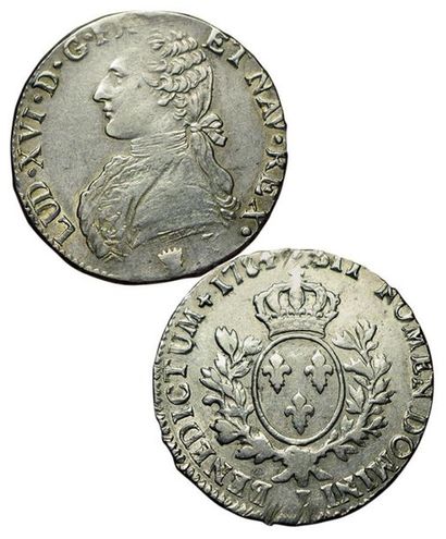 LOUIS XVI.
1774-1793. Ecu aux branches d'olivier....