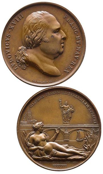 LOUIS XVIII.
Médaille. Cuivre. Inauguration...