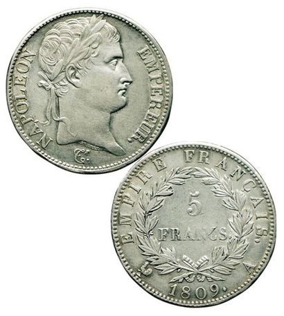 1er EMPIRE.
5 Francs. 1809 A. Paris. F.307/1....