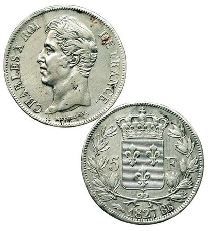 CHARLES X .
5 Francs. 1827 BB. Strasbourg....