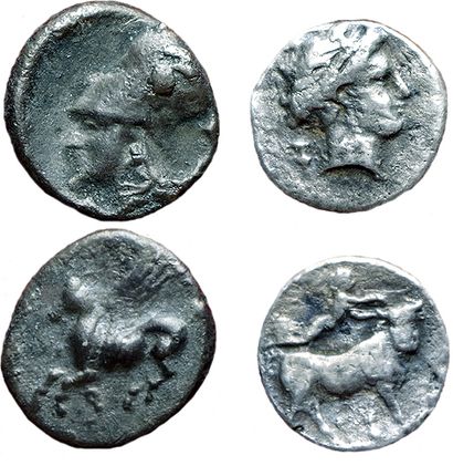 2 MONNAIES :
Statère de Corinthe (8,53 grs),...