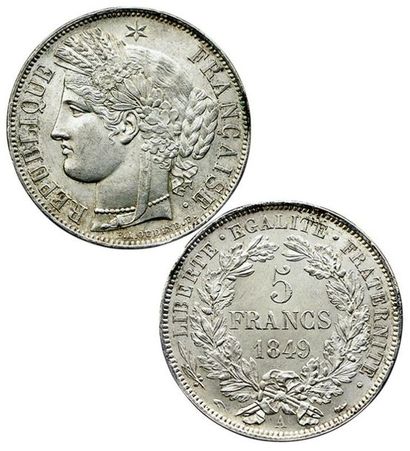 IIème REPUBLIQUE.
5 Francs Cérès. 1849 A....