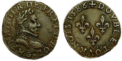 HENRI III.
Double Tournois. 1586 G. Poitiers....