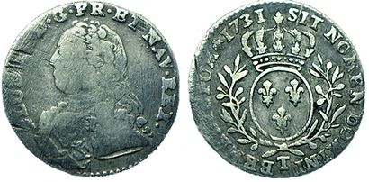 LOUIS XV.
Dixième d'écu aux branches d'olivier....