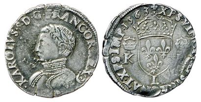 CHARLES IX.
Teston 4ème type. 1563 L. Bayonne....