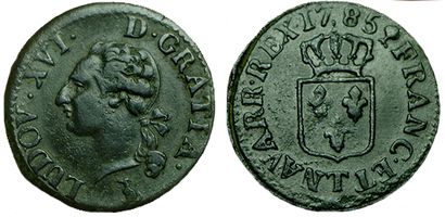 LOUIS XVI.
Liard. 1785 T. Nantes. 2,62 grs....