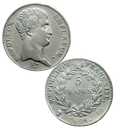 1er EMPIRE.
5 Francs. 1806 BB. Strasbourg....