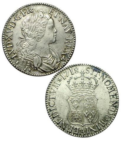 LOUIS XV.
Ecu de France-Navarre. 1718 A....